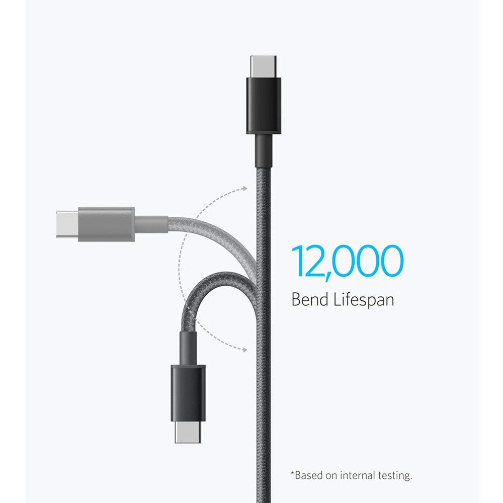 Anker USB-C to USB-C Cable -Black (Braided, 60W, 2Pack)