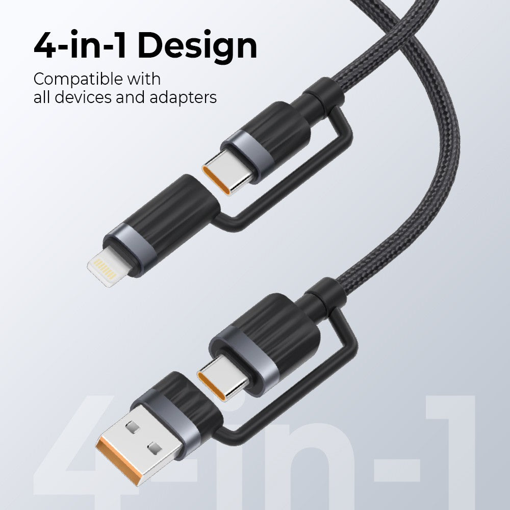 iQuick TransWire I Series 4 in 1 Charging Data Cable 1.2m -Black