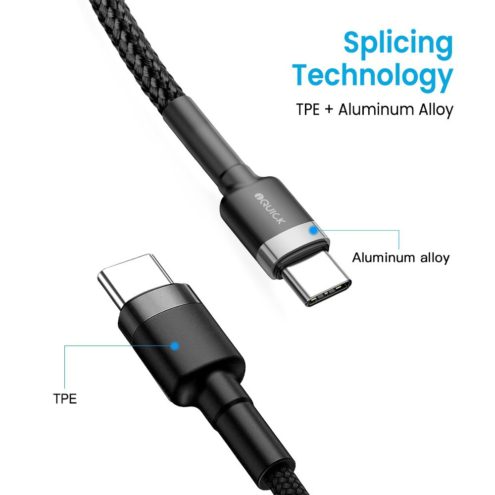iQuick Braided USB-C to USB-C Fast Charging Cable 3M -Black