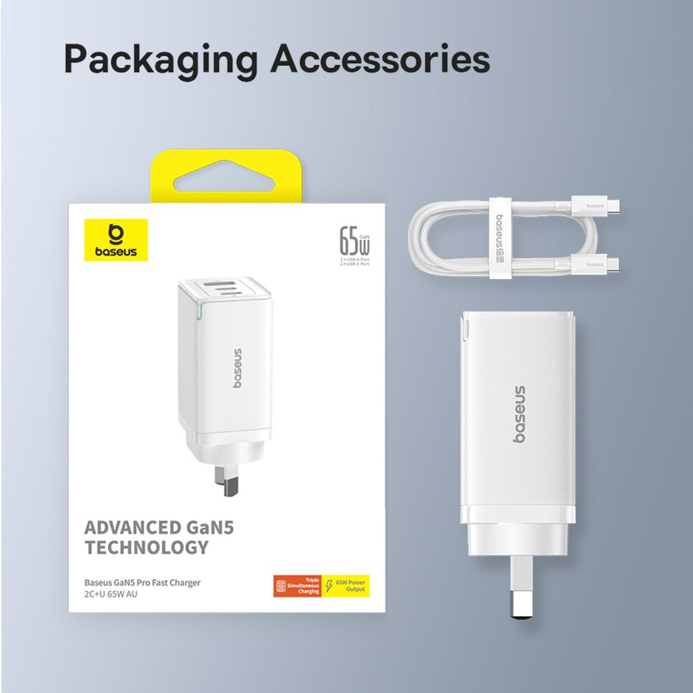 Baseus GaN5 Pro Fast Charger 65W -White