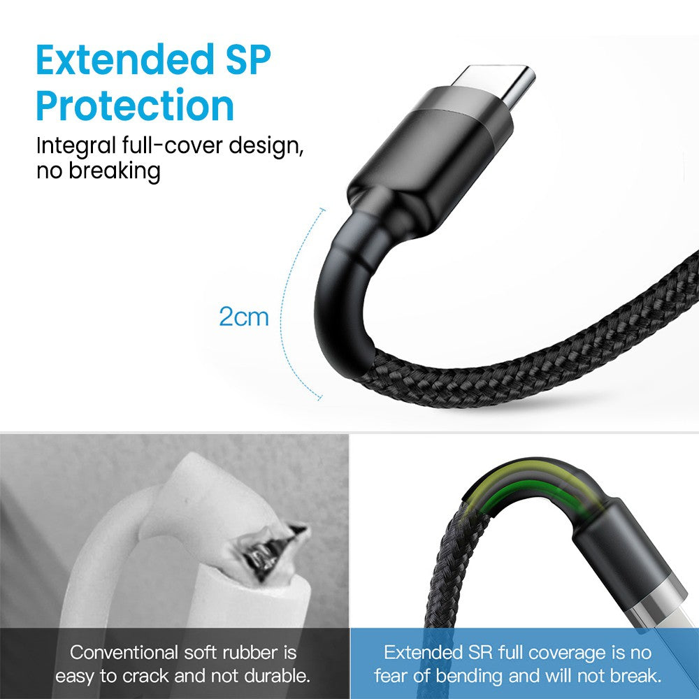 iQuick Braided USB-C to USB-C Fast Charging Cable 0.3M -Black