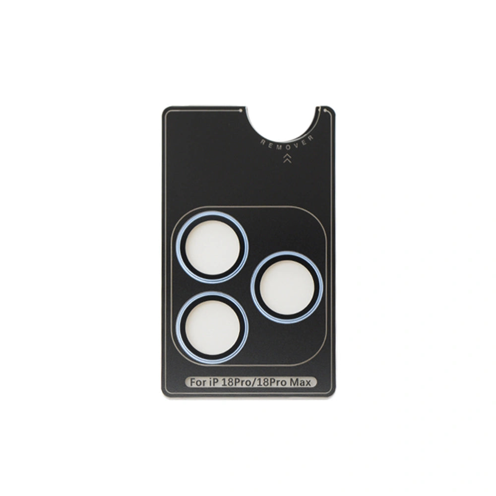 Detail of the blue metal ring and tempered glass on the Kinglas camera lens protector