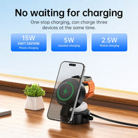 Hoco DWQ02 Qi2 3-in-1 Foldable MagSafe Charger with Retractable Cable – 15W Fast Charge