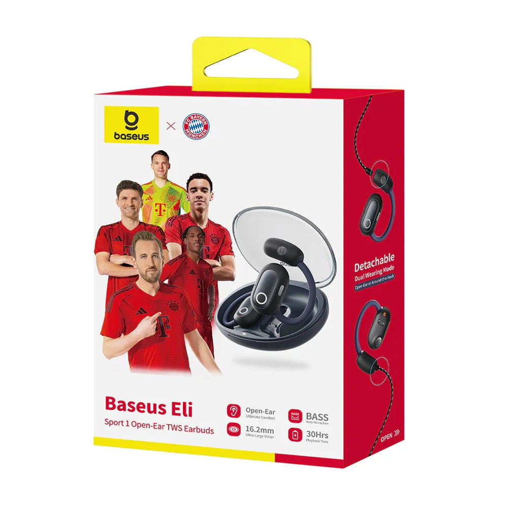 Eli Sport 1 earbud worn showing the open-ear fit