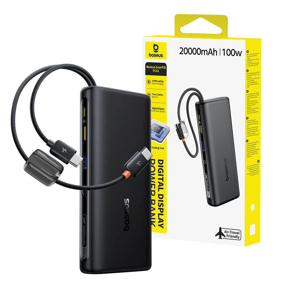 Baseus EnerFill FC41 Power Bank 20,000mAh 100W with Dual Built-in USB-C Cables