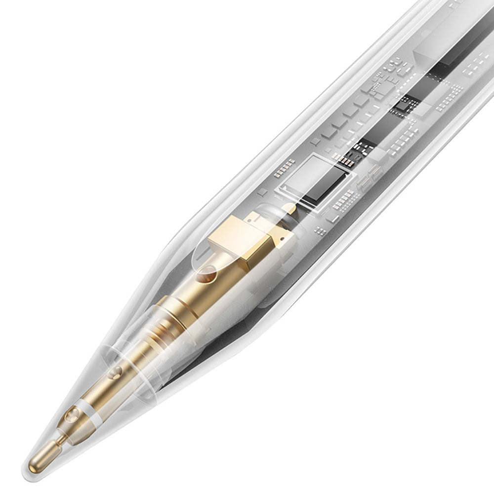 Detail of the LDS gold-plated replaceable tip on the Baseus Smooth Writing 3 stylus