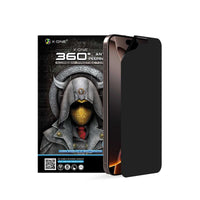 X.One 360 Privacy Matte screen protector retail pack with privacy film on iPhone 16 Pro Max / 17 Pro Max