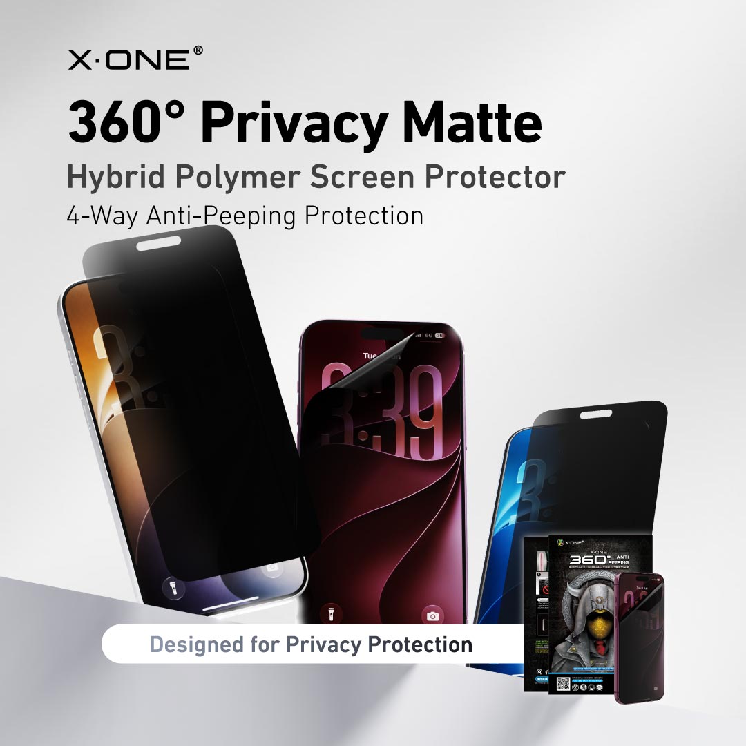iPhone 16 Pro / 17 / 17 Pro X.One 360 Privacy Matte Hybrid Polymer Screen Protector