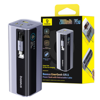 Baseus EnerGeek GR11 20,000mAh 145W power bank with retractable USB-C cable