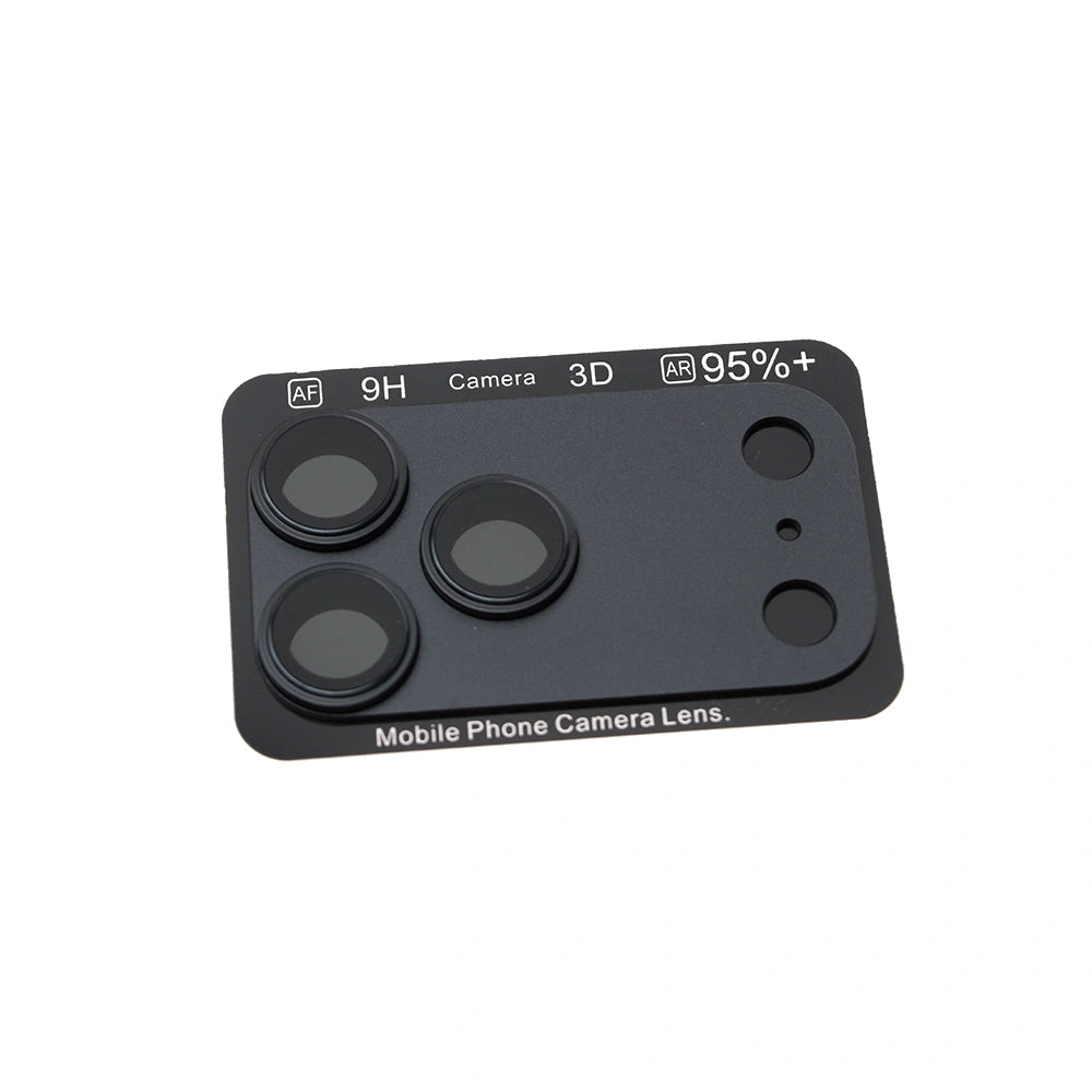 Detail of the black frosted metal frame on the Kinglas Armor camera lens protector