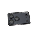 Detail of the black frosted metal frame on the Kinglas Armor camera lens protector