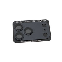 Detail of the black frosted metal frame on the Kinglas Armor camera lens protector