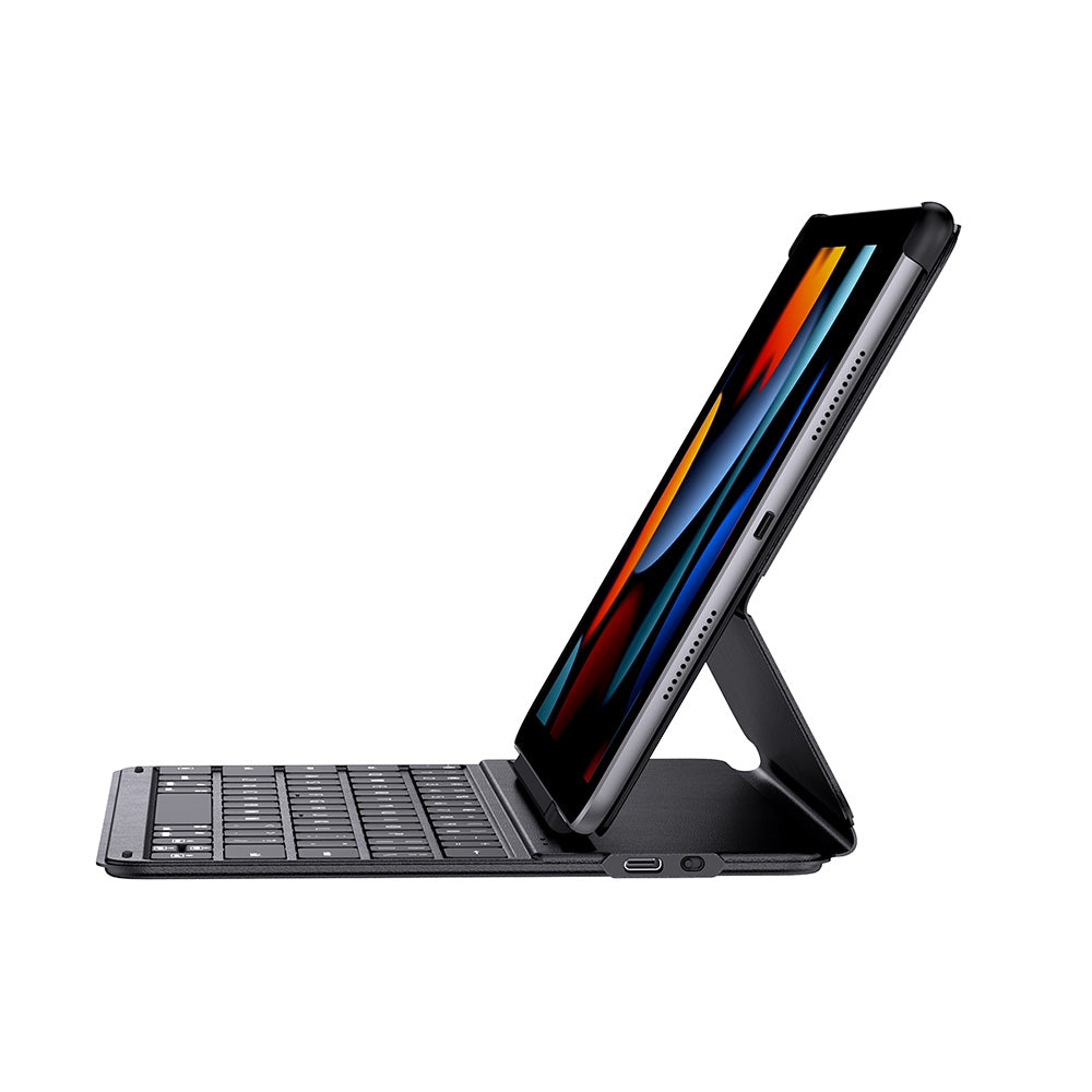 Brilliance keyboard case magnetic stand holding iPad 10.2 at typing angle