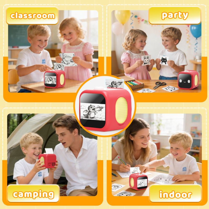 AI sticker printer at home, parties and camping