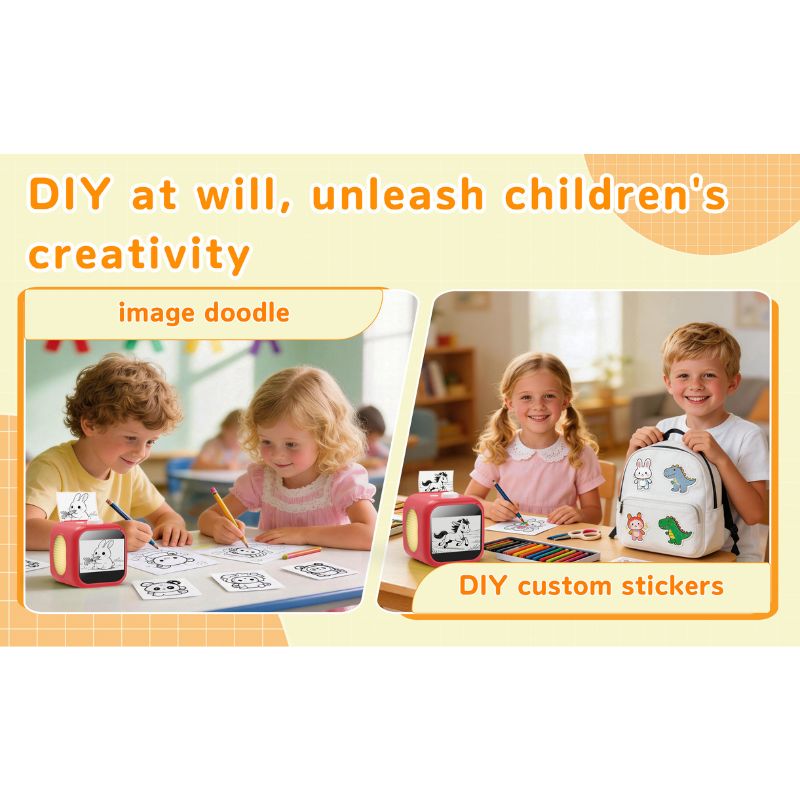 DIY stickers and colouring pages printed by the AI sticker printer