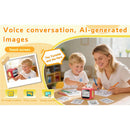 Kids using the AI sticker printer touchscreen