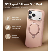 Blush Pink Torras Ostand Spin Silicone Case for iPhone 17 Pro Max
