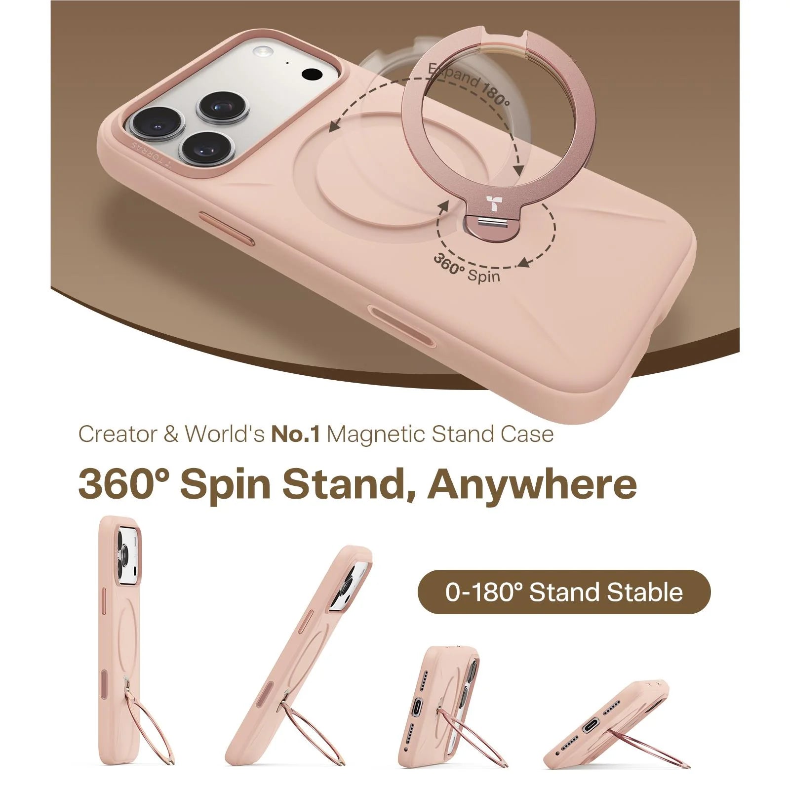 iPhone 17 Pro Max Torras Ostand Spin Silicone Case