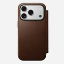 Nomad Modern Leather Folio in brown Camino leather for iPhone 18 Pro, back view