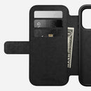 Nomad Modern Leather Folio in brown Camino leather for iPhone 18 Pro, cover folded back