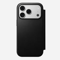 Nomad Modern Leather Folio in black Camino leather for iPhone 18 Pro, back view