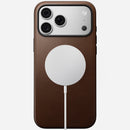 Angled view of the brown Camino leather Nomad Modern case on iPhone 18 Pro Max