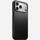 Nomad Modern Camino leather case in black on iPhone 18 Pro Max, rear view