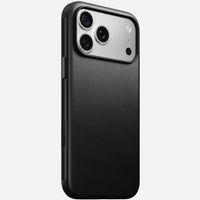 Nomad Modern Camino leather case in black on iPhone 18 Pro Max, rear view