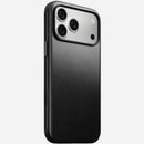 Nomad Modern Horween leather case in black on iPhone 18 Pro Max, rear view