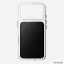 Nomad Clear case for iPhone 18 Pro shown on its own with leather panel detail