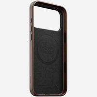 Rustic brown Horween leather Nomad case for iPhone 18 Pro Max shown on its own