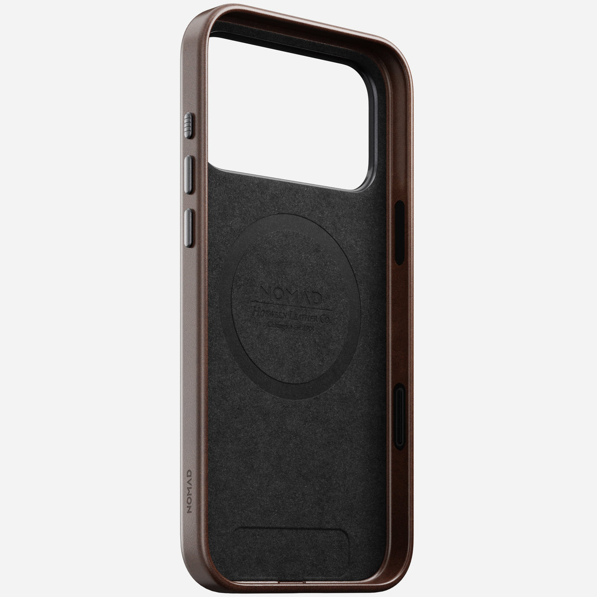 Rustic brown Horween leather Nomad case for iPhone 18 Pro Max shown on its own