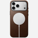 Angled view of the brown Camino leather Nomad Traditional case on iPhone 18 Pro Max