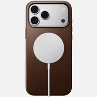 Angled view of the brown Camino leather Nomad Traditional case on iPhone 18 Pro Max
