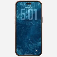 Detail of the Camino leather grain on the Nomad Traditional iPhone 18 Pro Max case