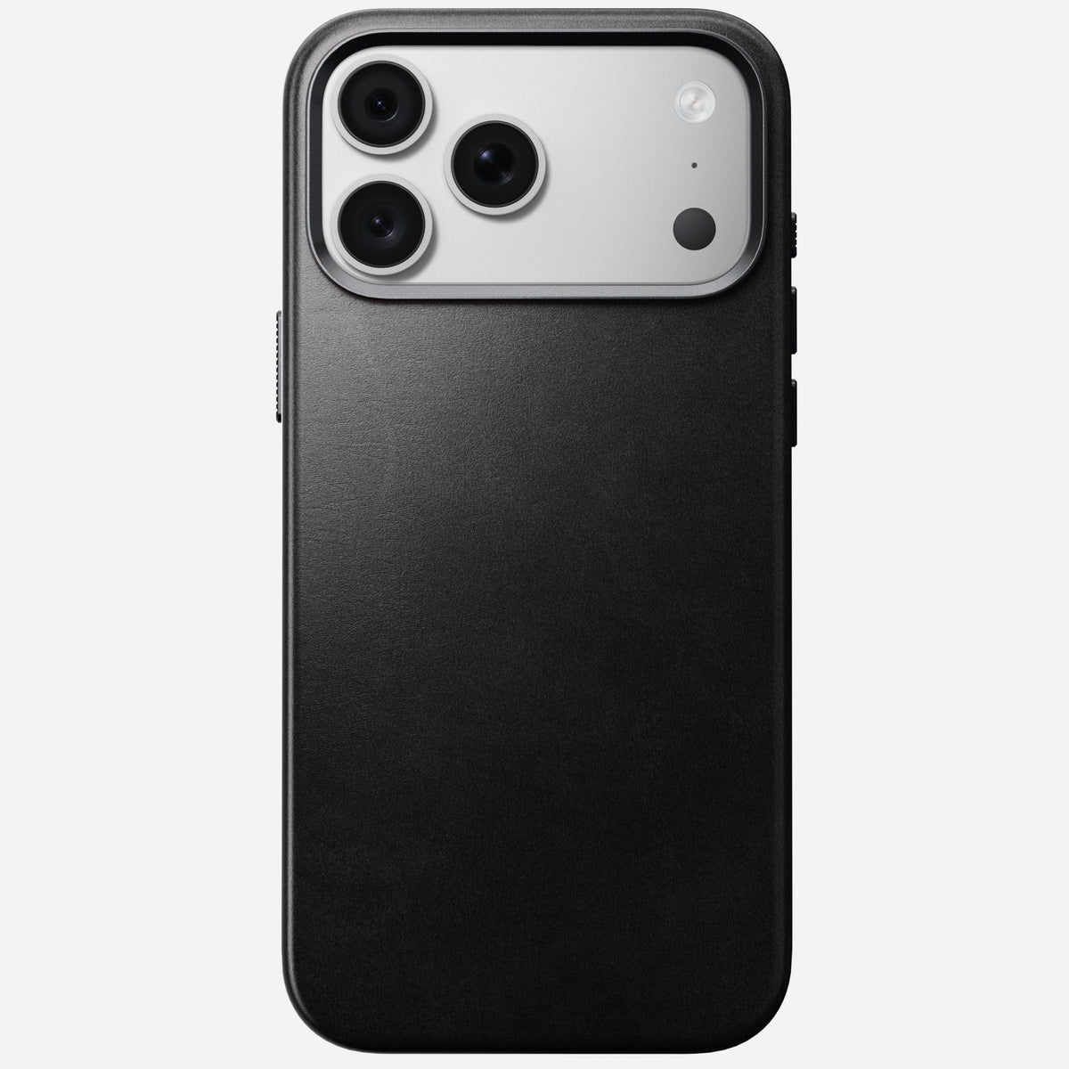 Nomad Traditional case for iPhone 18 Pro Max viewed from the side, showing slim leather profile and raised screen lip
