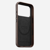 Rustic brown Horween leather Nomad case shown on its own with microfibre lining