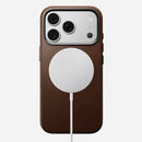 Angled view of the brown Camino leather Nomad Traditional case on iPhone 18 Pro