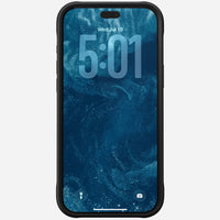 Detail of the reinforced shell and leather on the Nomad Rugged iPhone 18 Pro Max case