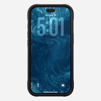 Detail of the reinforced shell and leather on the Nomad Rugged iPhone 18 Pro case