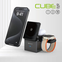 iQuick CUBE T1 3-in-1 charging station with earbuds pad