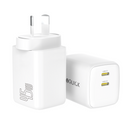 Two iQuick NANO ENERGY 2 45W chargers in white showing the folded size