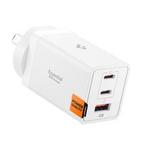 Spigen Essential QB EE673OC 67W 3-port USB-C USB-A wall charger in white - front view