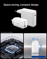 Spigen EE673OC wall charger plugged into power outlet - slim folding prong design