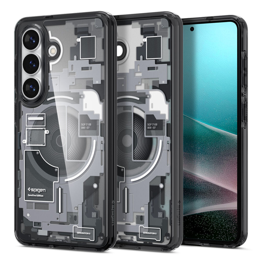 Spigen Ultra Hybrid MagFit Galaxy S26 case in Zero One Black printed pattern