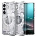 Spigen Ultra Hybrid MagFit Galaxy S26 case in Zero One White printed pattern