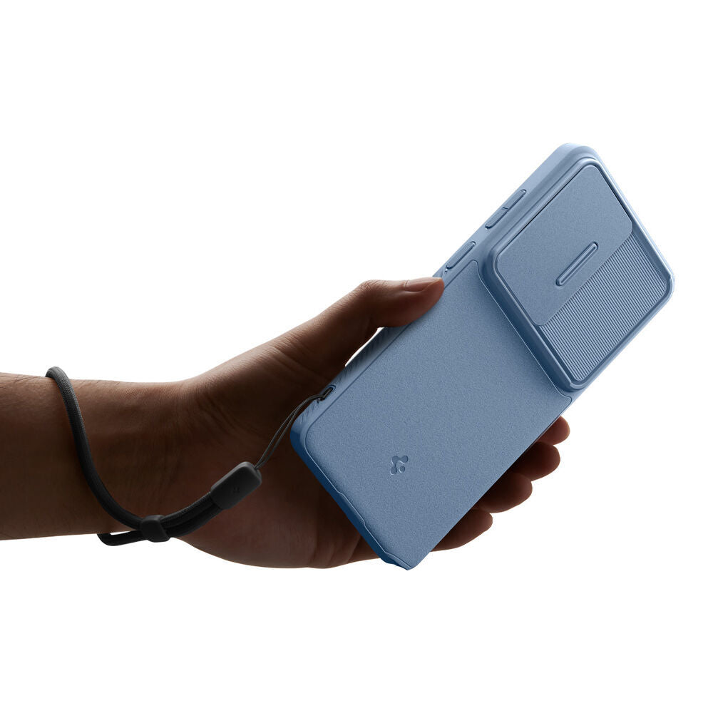 Spigen Optik Armor Galaxy S26 Ultra Light Blue on phone overview