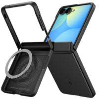 Slim lightweight profile of Spigen Air Fit Pro on Galaxy Z Flip 8 shown folded