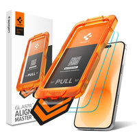 Spigen AlignMaster S anti reflection glass for iPhone 17 Pro and 18 Pro with auto alignment tray and retail pack