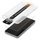 Spigen EZ Fit Pro Anti Reflection tray positioned over Galaxy S26 Ultra with glass protector